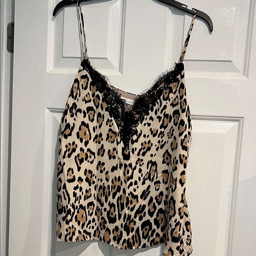 Socialite Leopard Print Cami with Black Lace
